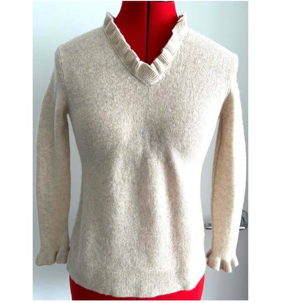 Hannah Rose Cashmere Cream Color Sweater Sz XS
